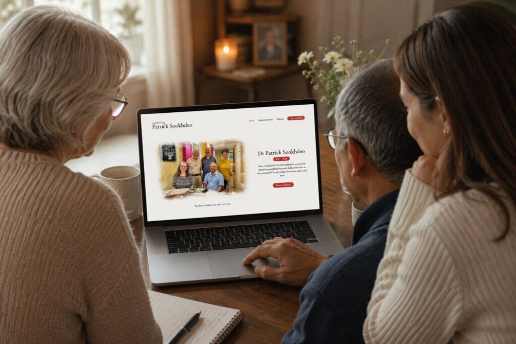 tribute memorial website for family to leave tributes condolences